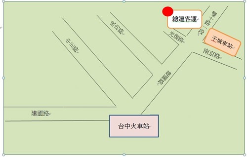 於臺中火車站搭車前往公務人力發展學院(南投院區)簡圖