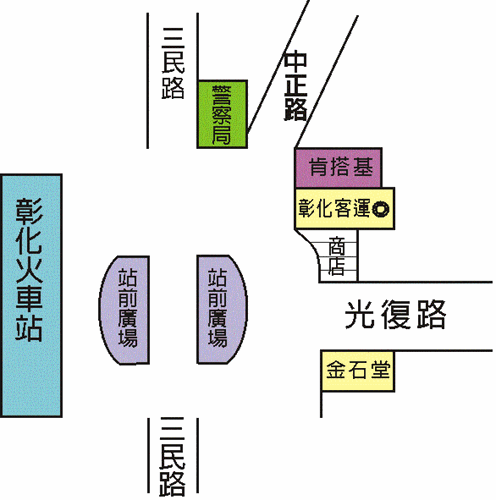 從彰化火車站搭車前往公務人力發展學院(南投院區)簡圖